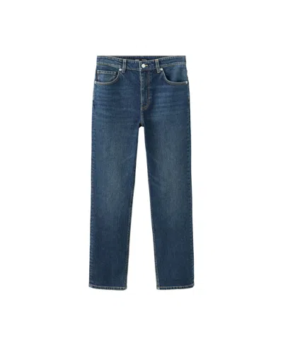 Mango Women's High-waist Straight-leg Jeans In Dark Blue