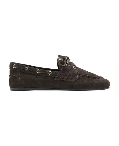 Mango Women's Laces Deck Shoes Round-toe Bovine Leather Boat Shoes In Chocolate