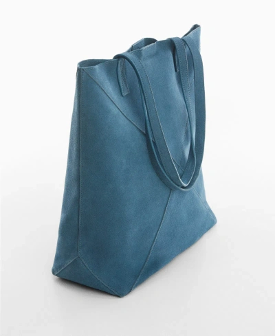 Mango Women's Leather Shopper Bag In Blue