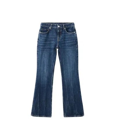 Mango Women's Low-rise Flared Jeans In Dark Blue