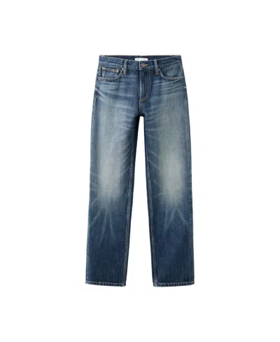 Mango Women's Mid-rise Straight-leg Jeans In Dark Blue