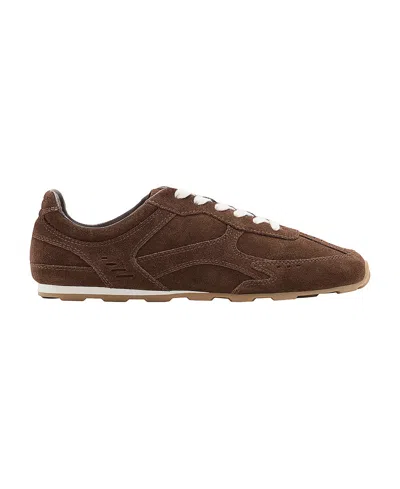 Mango Women's Retro Contrast-detail Leather Sneakers In Chocolate