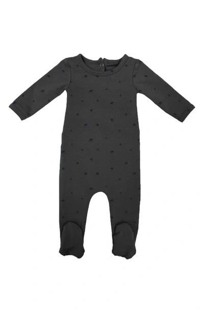 Maniere Babies' Acorn Print Footie In Charcoal