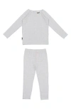 Maniere Babies' Box Pattern Stretch Cotton Top & Pants Set In Blue
