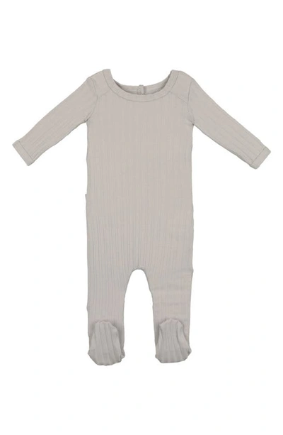 Maniere Babies' Fine Rib Stretch Cotton Footie In Grey