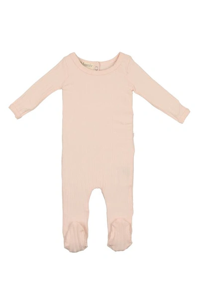 Maniere Babies' Fine Rib Stretch Cotton Footie In Pink