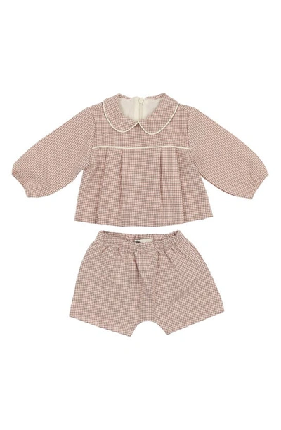 Maniere Babies' Kids' Check Top & Shorts Set In Brown/ Red