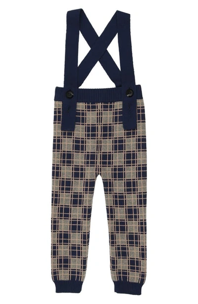 Maniere Babies' Kids' Plaid Knit Overalls In Navy