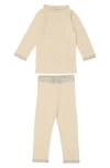 Maniere Kids' Manière Knit Top & Pants Set In Cream
