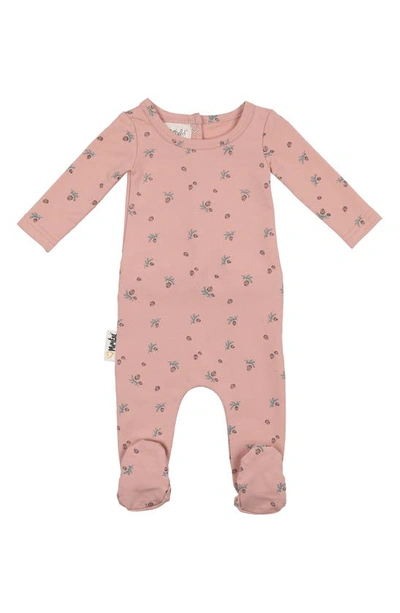 Maniere Babies' Pine Cone Print Cotton Blend Footie In Mauve