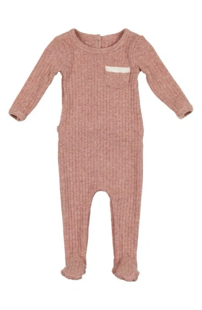 Maniere Babies' Pocket Ribbed Footie In Mauve