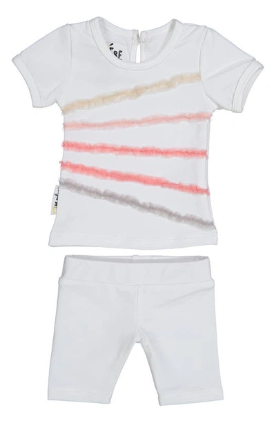 Maniere Babies' Rainbow Tulle Top & Shorts Set In White