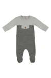 Maniere Babies' Snap Pocket Cotton Blend Footie In Heather Grey