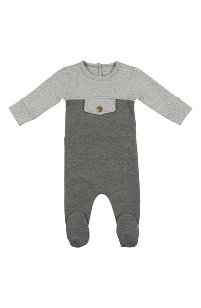 Maniere Snap Pocket Cotton Blend Footie In Heather Grey