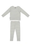Maniere Babies' Stripe Stretch Cotton T-shirt & Pants Set In Sage