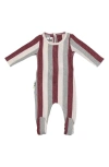 Maniere Babies' Stripe Stretch Cotton Terry Footie In Berry