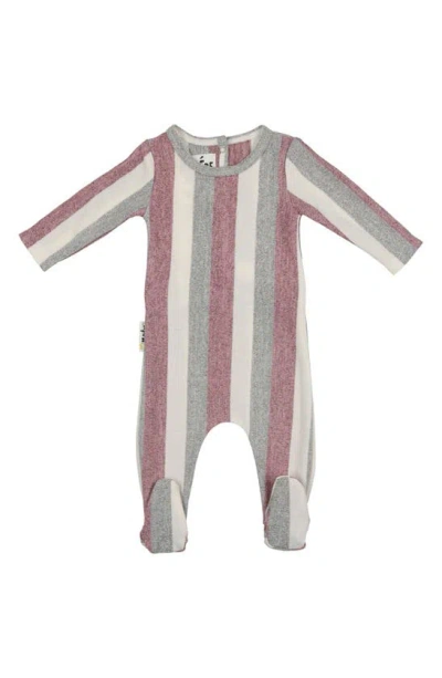 Maniere Babies' Stripe Stretch Cotton Terry Footie In Mauve