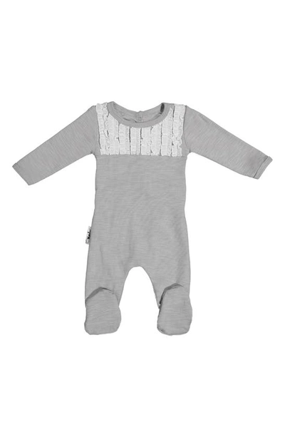 Maniere Babies' Tux Ruffle Stretch Cotton Footie In Grey