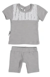 Maniere Babies' Tux Ruffle Top & Shorts Set In Grey