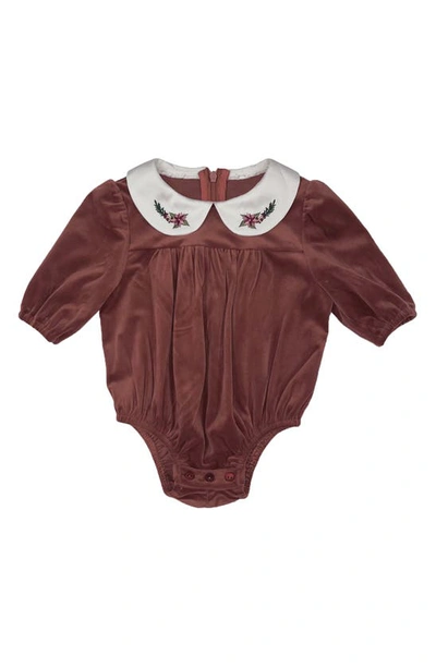 Maniere Babies' Velvet Butter Romper In Mauve