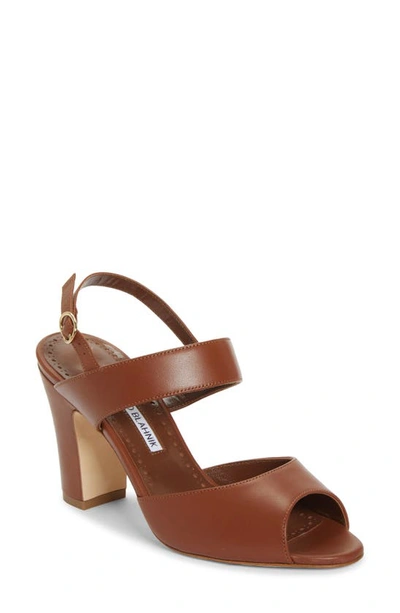 Manolo Blahnik Khiko Slingback Sandal In Medium Brown