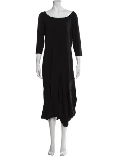Pre-owned Manoush Bateau Neckline Midi Length Dress In Black