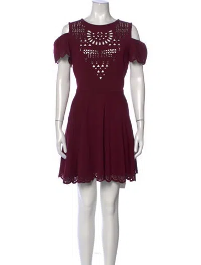 Pre-owned Manoush Crew Neck Mini Dress In Burgundy