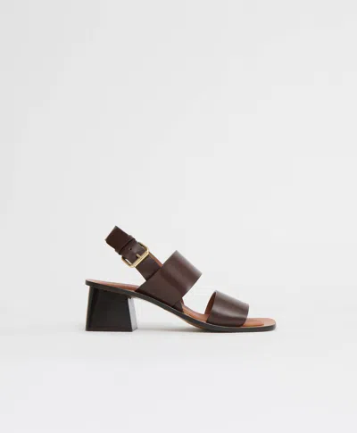 Mansur Gavriel Double Strap Heeled Sandal In Chocolate