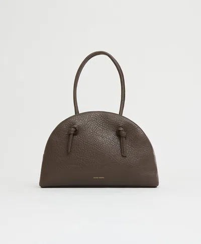 Mansur Gavriel Fortuna Bowling Bag In Ebony Stamped Lambskin