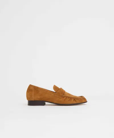 Mansur Gavriel Ruched Loafer In Saddle Suede