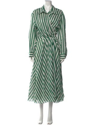 Pre-owned Mantù Striped Long Dress In Green