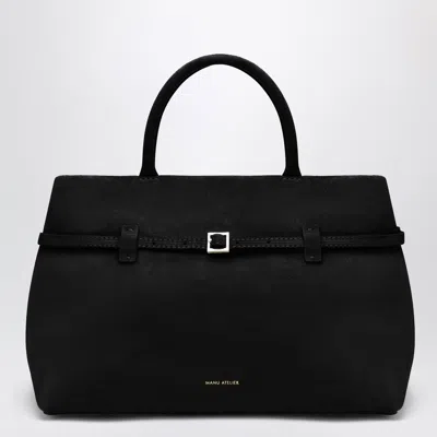 Manu Atelier Le Cambon 35 Mini Bag In Suede In Black