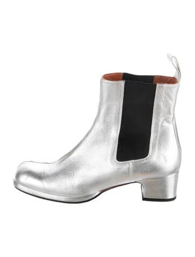 Pre-owned Manu Atelier Leather Chelsea Boots In Silver