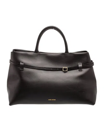 Pre-owned Manu Atelier Leather Top Handle Bag In Black