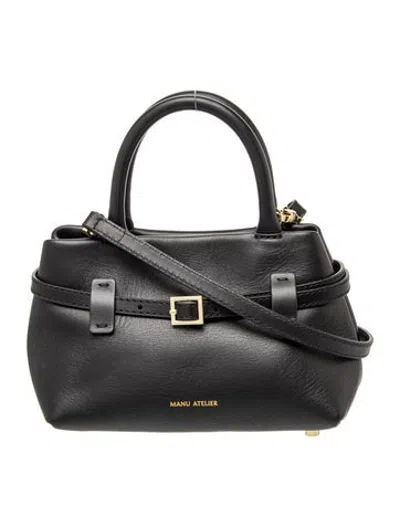 Pre-owned Manu Atelier Leather Top Handle Bag In Grey