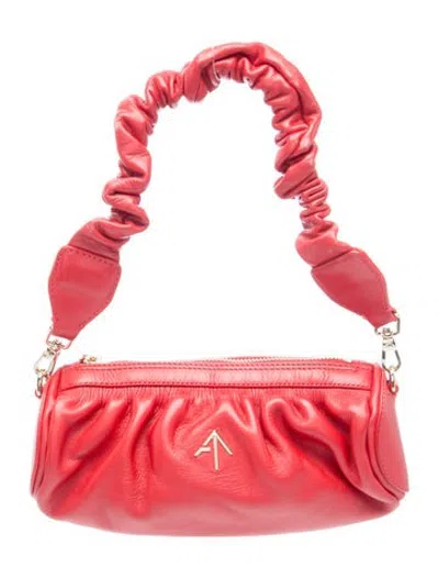 Pre-owned Manu Atelier Leather Top Handle Bag In Pink/red
