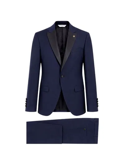 Manuel Ritz Single-breasted Suit In Blue