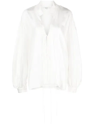 Manurí Drop-shoulder Silk Shirt In White