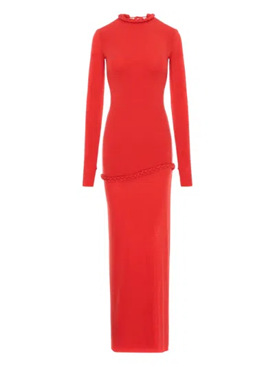 Manurí Nora Braided-detail Maxi Dress In Red