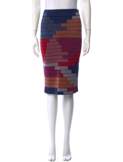 Pre-owned Mara Hoffman Colorblock Pattern Midi Length Skirt In Purple