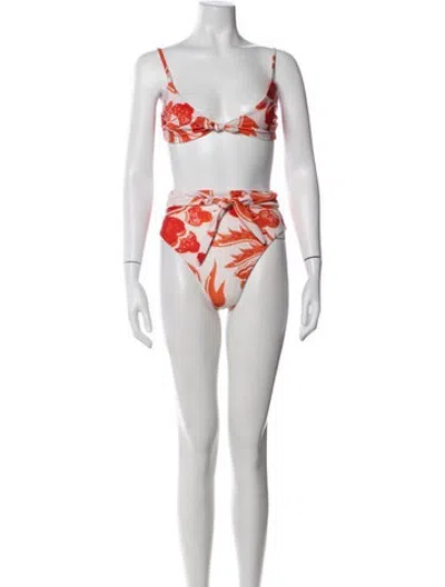 Pre-owned Mara Hoffman Floral Print Bikini In Red