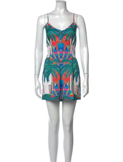 Pre-owned Mara Hoffman Graphic Print Mini Dress In White