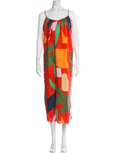 Pre-owned Mara Hoffman Linen Long Dress In Orange