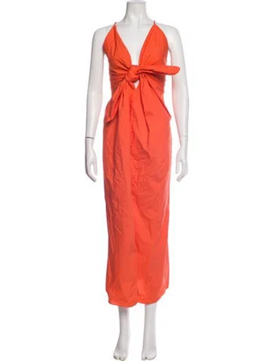 Pre-owned Mara Hoffman V-neck Long Dress In Orange