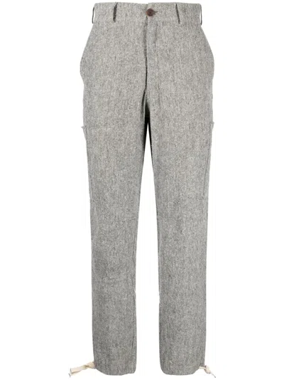 Marane Gaucho Slubbed Organic-cotton Trousers In Grey