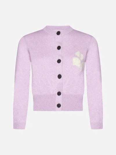 Marant Etoile Newton Cotton And Wool Cardigan In Lilac