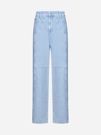 Marant Etoile Valeria Mid-rise Straight Jeans In Light Blue