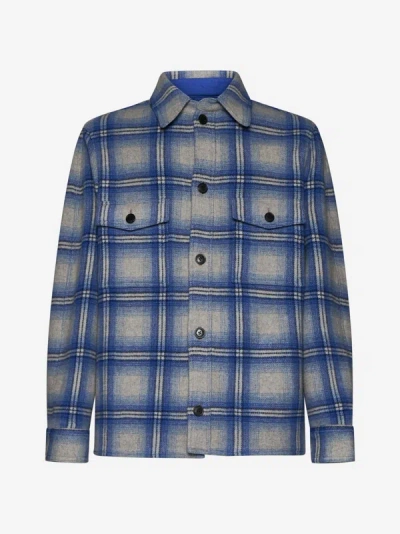 Marant Kervon Check Wool-blend Shirt In Blue