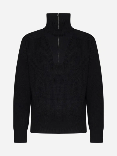 Marant Logo-patch Ribbed-knit Cardigan In Black