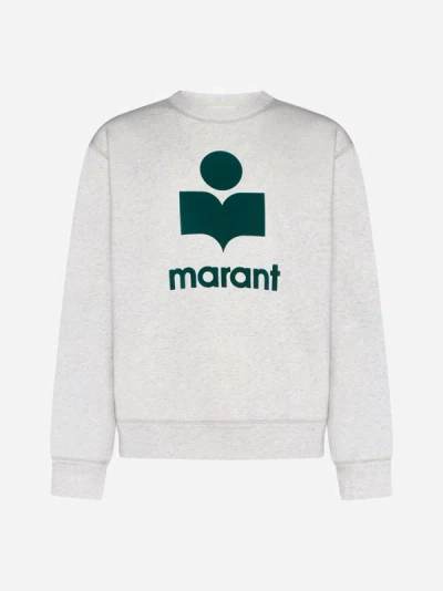 Marant Mikoy Cotton-blend Sweatshirt In Ecru,emerald